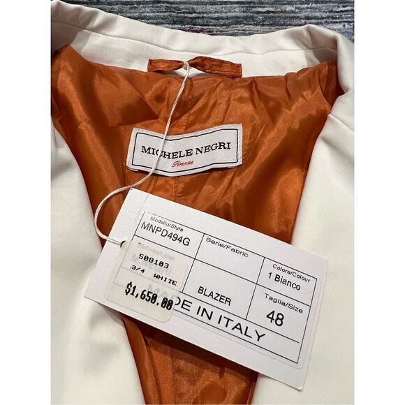 Michele Negri NWT double breasted blazer jacket suede buttons euro size 48 US L - Picture 4 of 14